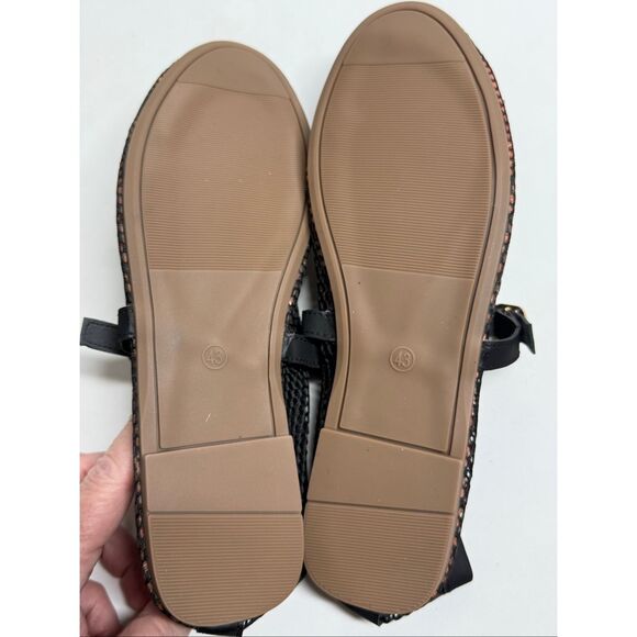 Women’s Black Mesh Mary Jane Flats Buckle Straps - Picture 9 of 13